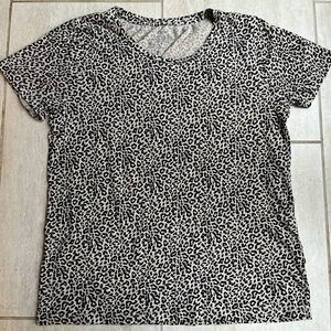J. Crew Black and Tan Leopard Print Short Sleeve Collector Tee